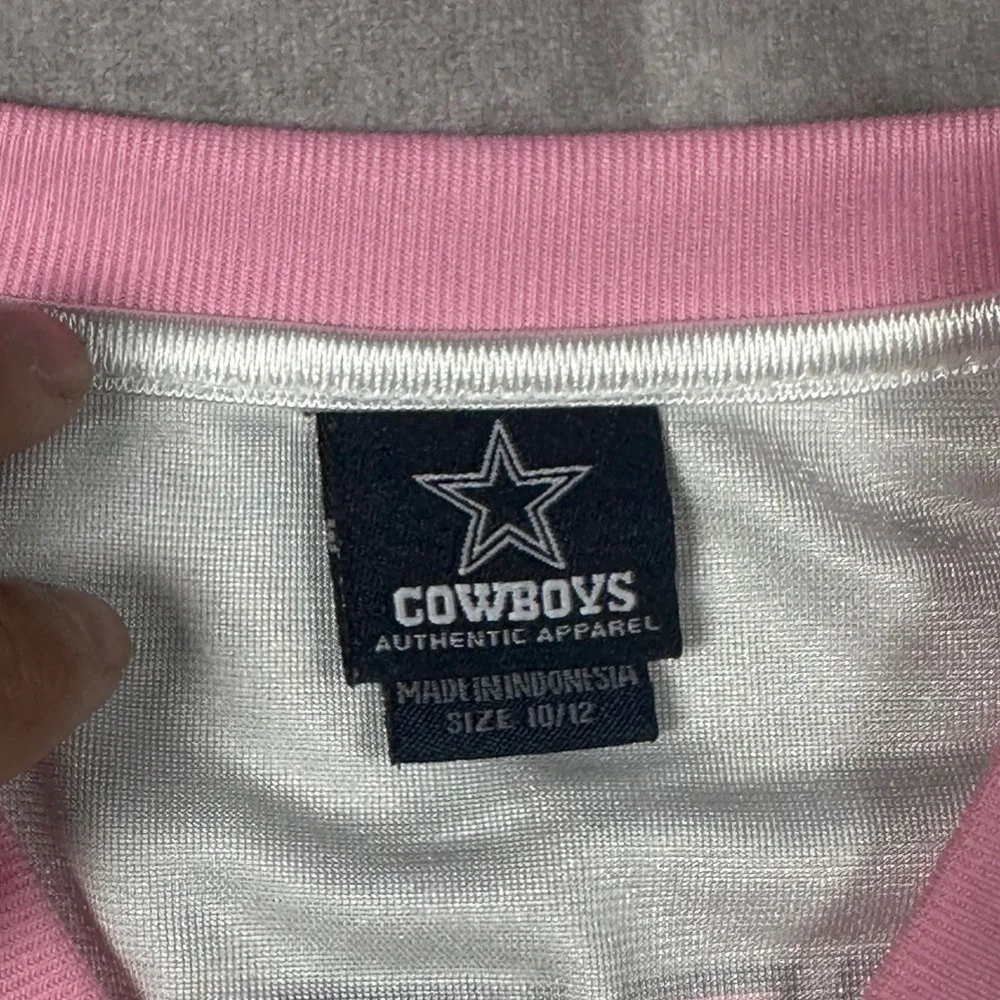 Dallas Cowboys Girls Jersey 10 12 White Pink Football Number 12 Mesh Sporty Tee